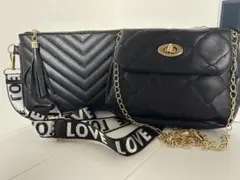 ブラックキルティングクラッチバッグ2個セット