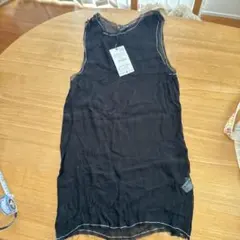 ZARA シアー ロングタンクトップ ブラック S