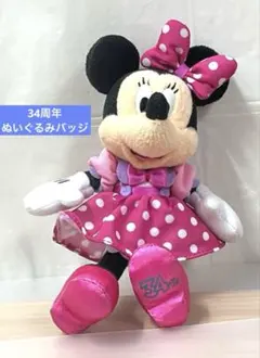 ミニー　ぬいぐるみバッジ　ディズニーリゾート　34th 34周年　トゥーンタウン