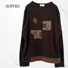 ソフィア　ロングTシャツ　長袖　ブラウン　ストーン　韓国製　カジュアル