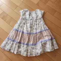 petit main フラワープリント 半袖ワンピース