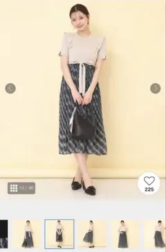 チェックプリーツドッキングニットワンピース【洗濯機OK】のサムネイル