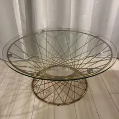 最終SALE！美品マーリアクリア×ゴールド円形センターテーブル マーリア コーヒーテーブル クリア×ゴールド（φ800