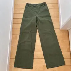 オリーブグリーン ワイドレッグ ワークパンツ