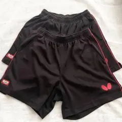 【2点セット】 BUTTERFLY 卓球 ショーツ 黒　バタフライ ゲームパンツ