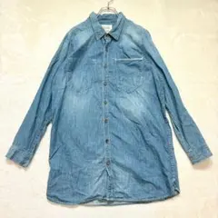 nn212 キャメルロード ロング丈長袖デニムシャツ L ダンガリーシャツ