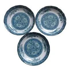 [美品] 美濃焼 西洞窯 小皿 皿 食器 花柄 ブルー 3枚セット 伝統 レトロのサムネイル