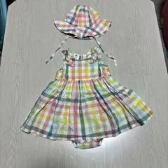 H&M チェック柄ベビーワンピース（帽子付き）