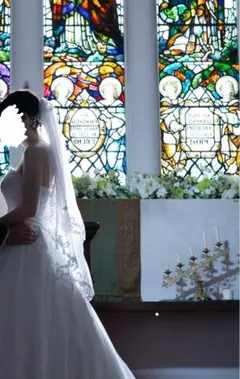 ウェディングベール レース装飾 ホワイト