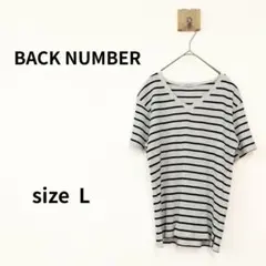 BACK NUMBER モノトーンボーダー VネックリブTシャツ L S-674のサムネイル