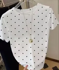 ドット柄 半袖Tシャツ ホワイト　Mのサムネイル