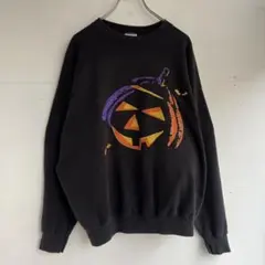 アメリカ製 プリントスウェット ハロウィン ジャックオーランタン アメカジ 古着