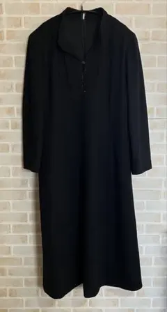 レリアン ワンピース ウール 刺繍 レース ブラック 13号