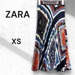 ［ザラ］プリーツロングスカート　総柄 　サイズXS
