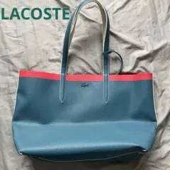 LACOSTE ANNA リバーシブル トート ポーチ付き ブルー×ホワイトのサムネイル