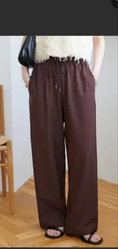 ディスコート ブラウン とろみパンツ ゴムウエスト ワイドパンツ