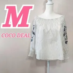 COCO DEAL オフショルブラウス ストライプ 刺繍　カジュアルコーデのサムネイル