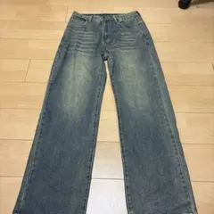 ブルーワイドレッグデニムパンツ