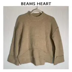ビームスハート ★ ドロップショルダー モックネック ニットセーター 長袖 厚手