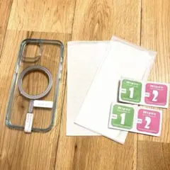 iPhone14pro ソフトケース　ブルー　ガラスフィルム2枚　MagSafe