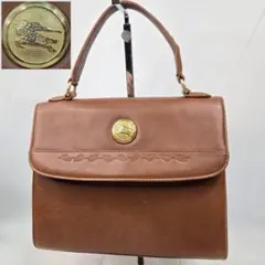 BURBERRY レザーハンドバッグ ホースロゴ金具 型押し ノバチェック