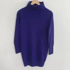 ユニクロ　カシミヤ100% タートルネックニットワンピース ブルー