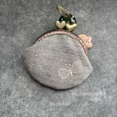 ミナペルホネンchoucho＆リバティ　がま口ミニポーチ③ ハンドメイド