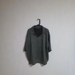 CLEL ハーフジップ 半袖シャツ カーキ
