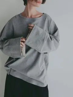 etretokyo ボートネックカフスロンTee グレー