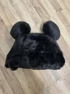 ミッキー　ブラック　ファーブランケット　耳付き