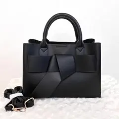 【新品未使用】リボンデザインバッグ ショルダー付き 黒