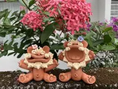シーサー　御守り　魔除け　厄除け　やちむん　素焼き　花シーサー　沖縄　置物