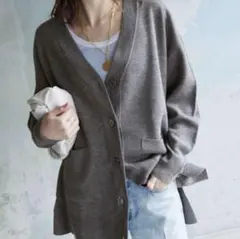 SLOBE IENAスローブイエナ ウォッシャブルミラノリブカーディガン グレー