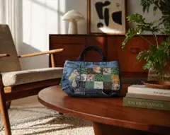 デニムパッチワークトートバッグ