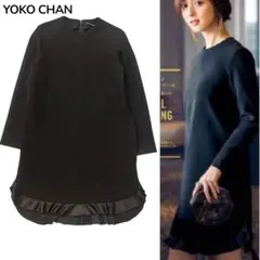 yocochanヨーコチャン黒トップスノースリーブ38チュニックVネック