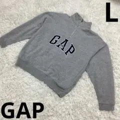 『ギャップ』トレーナー　ハーフジップ　モックネック　ロゴ入り　グレー　Lサイズ