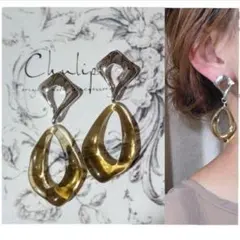 1031-c＊変形メタルシルバー クリアグリーン フープ