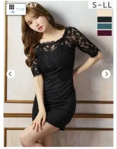 DAZZYレース付きブラックドレス