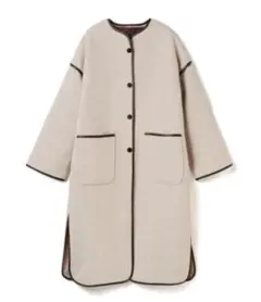 GRL グレイル ライナー付きパイピングノーカラーコート アイボリー s