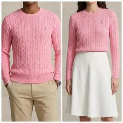 【新品未使用】ポロラルフローレン ケーブルニットセーター ピンクXL