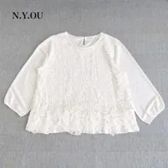 レースレイヤードシフォンブラウス(4L)大きいサイズ　オフィスカジュアル　大人