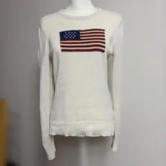 Ralph Lauren レディース 国旗ニット コットンM ホワイト系 星条旗