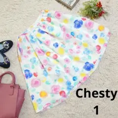 ♥Chesty♥フレアスカート(S)ホワイト/パステルカラー/膝丈/のサムネイル