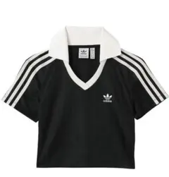 新品adidas アディカラーフットボールジャカードVネッククロップポロシャツ