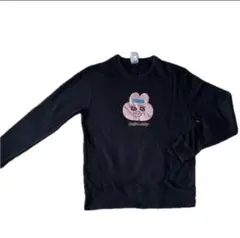おぱんちゅうさぎ刺繍 黒 長袖トレーナー