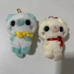 可愛い 動物 ねこ ぬいぐるみ キーホルダー 2点セット