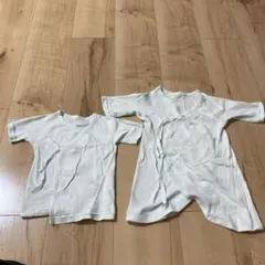 【美品】 ミキハウス 新生児 短肌着 コンビ肌着 2点セット