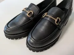 未使用 HIMIKO ヒミコ 本革 ビットローファー 24.0cm 厚底 黒