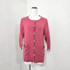 Samansa Mos2 花刺繍付き 七分袖カーディガン（F）ピンク系