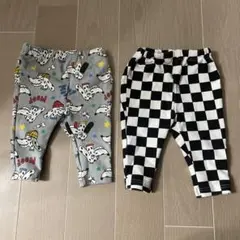 BREEZE 犬柄・チェック柄レギンスセット 70 ブリーズ　ダイスキパンツ